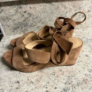 Alexandre Birman suede ankle strap wedge sandal